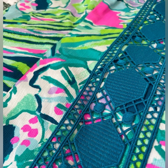 Lilly Pulitzer Vena Early BLOOMER Shift DRESS Multi Pop Up Jungle 0 Lace Teal - Picture 7 of 14